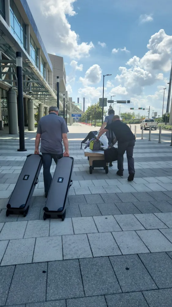 The Inva-Lift team arriving at EMS World Expo with their booth gear