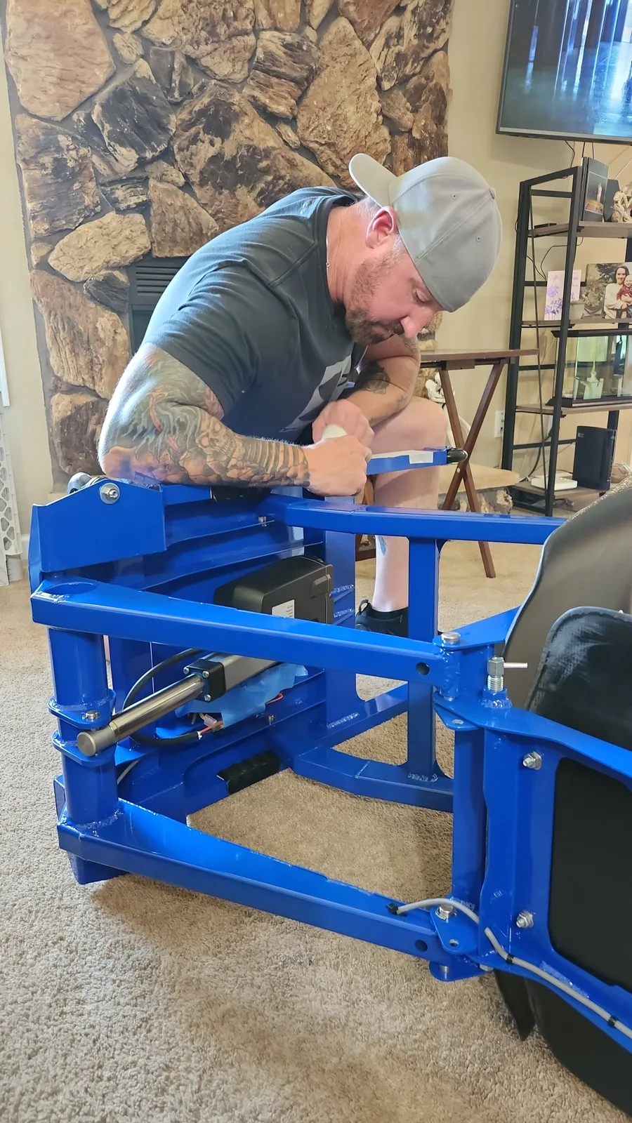 Kevin assembling a production frame