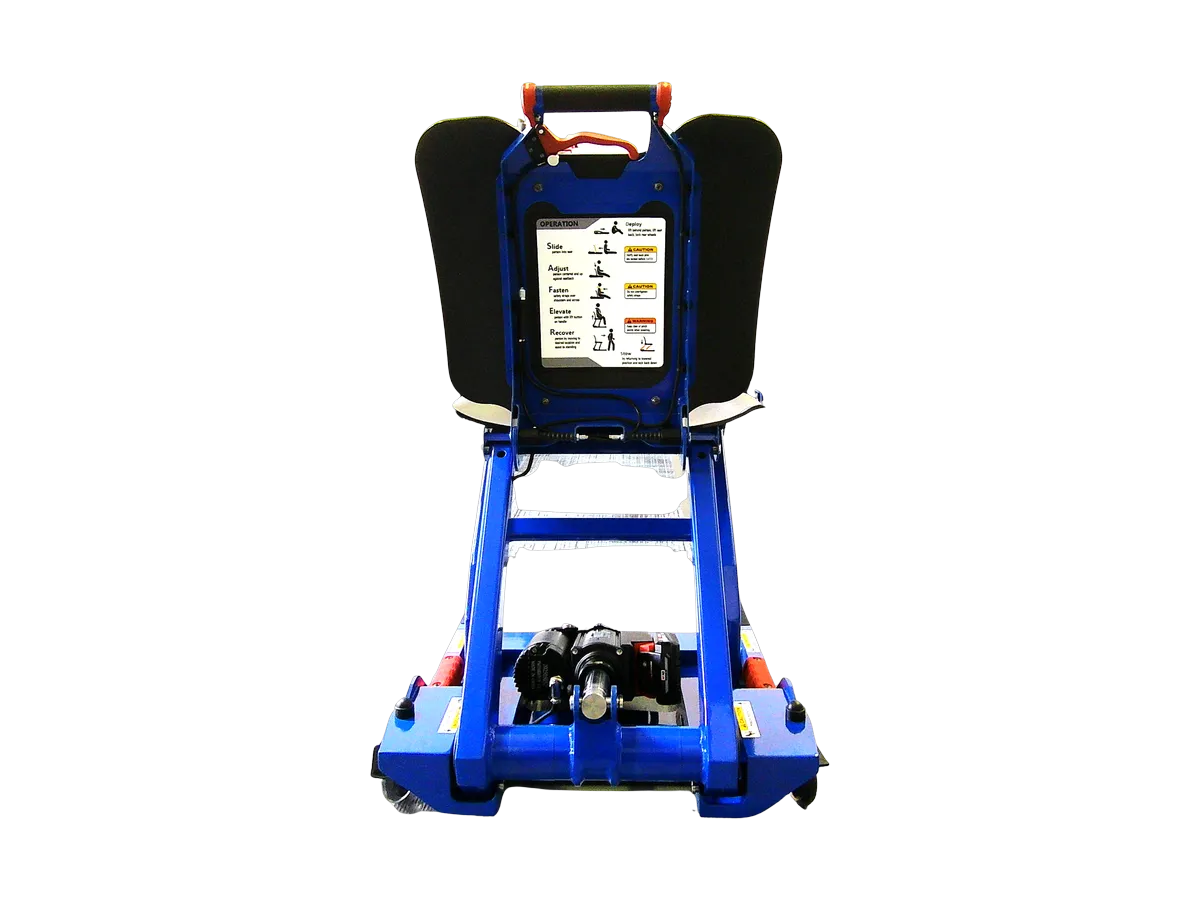 Back of the Pro 500 seat showing the operating instruction panel